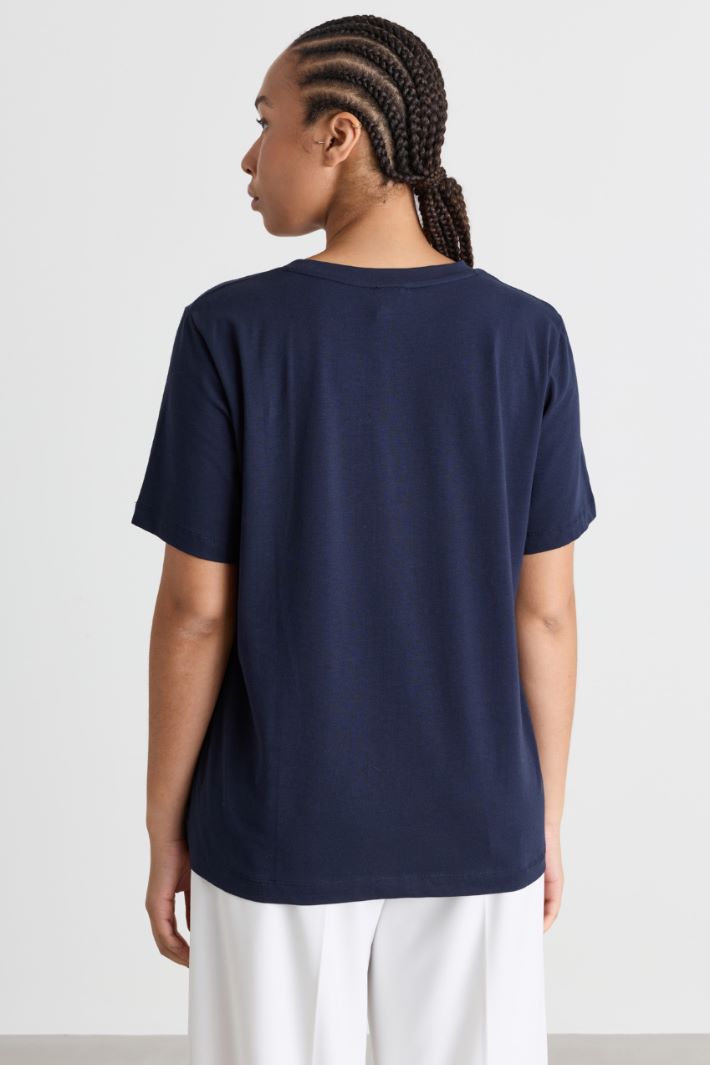 T-shirt con applicazione di strass - BLU - Intrend - 4