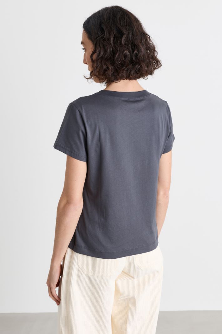 T-shirt con scollo tondo - GRIGIO - Intrend - 4
