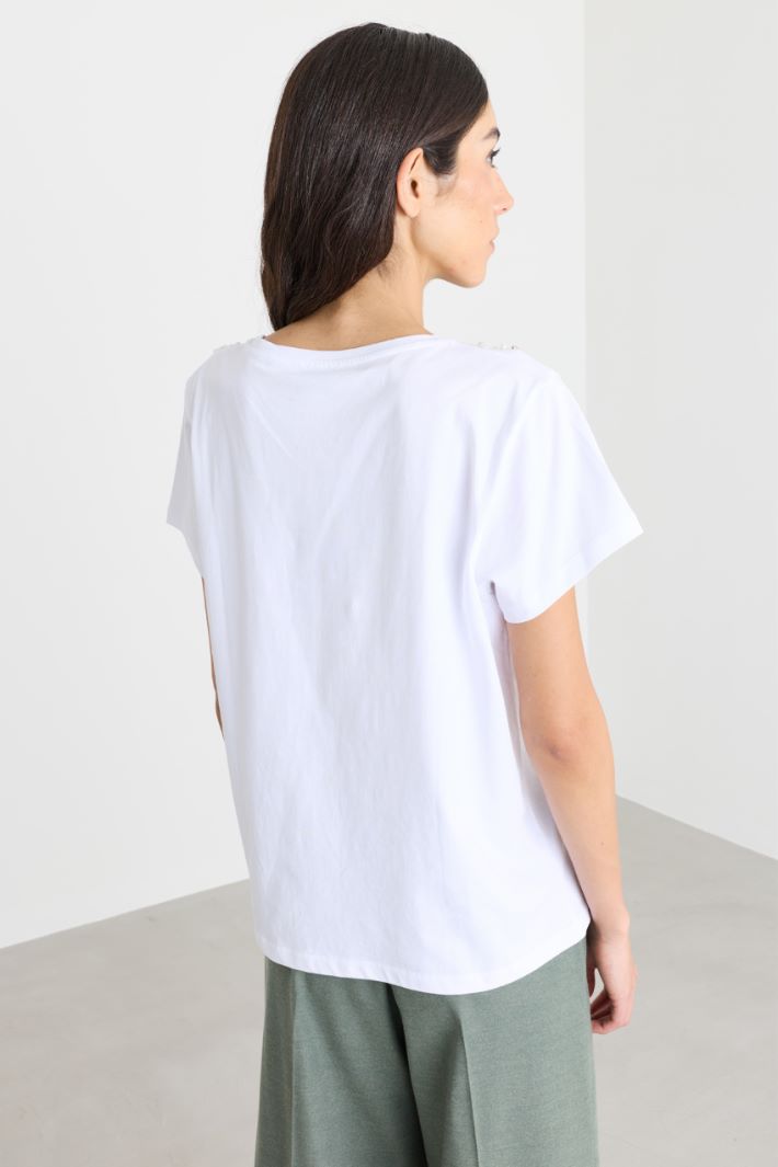 Crystal-embellished T-shirt - WHITE - Intrend - 4
