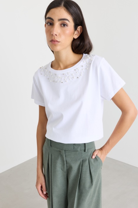 Crystal-embellished T-shirt - Intrend