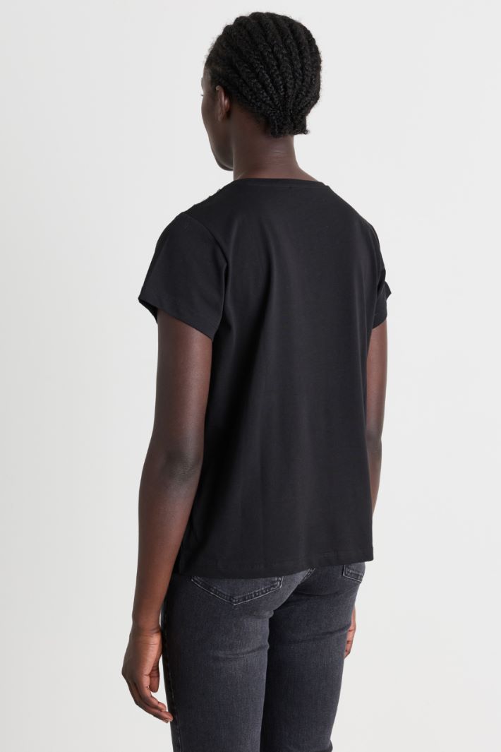 Crystal-embellished T-shirt - BLACK - Intrend - 4