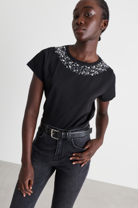 Crystal-embellished T-shirt - Intrend