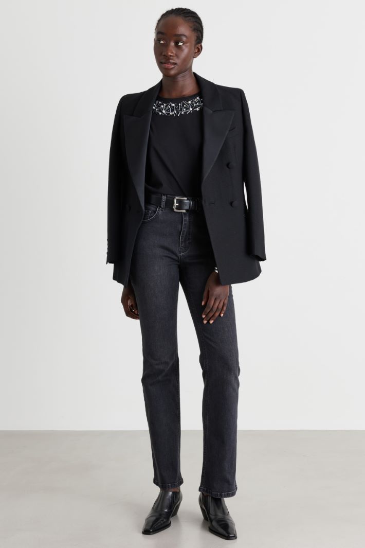 Crystal-embellished T-shirt - BLACK - Intrend