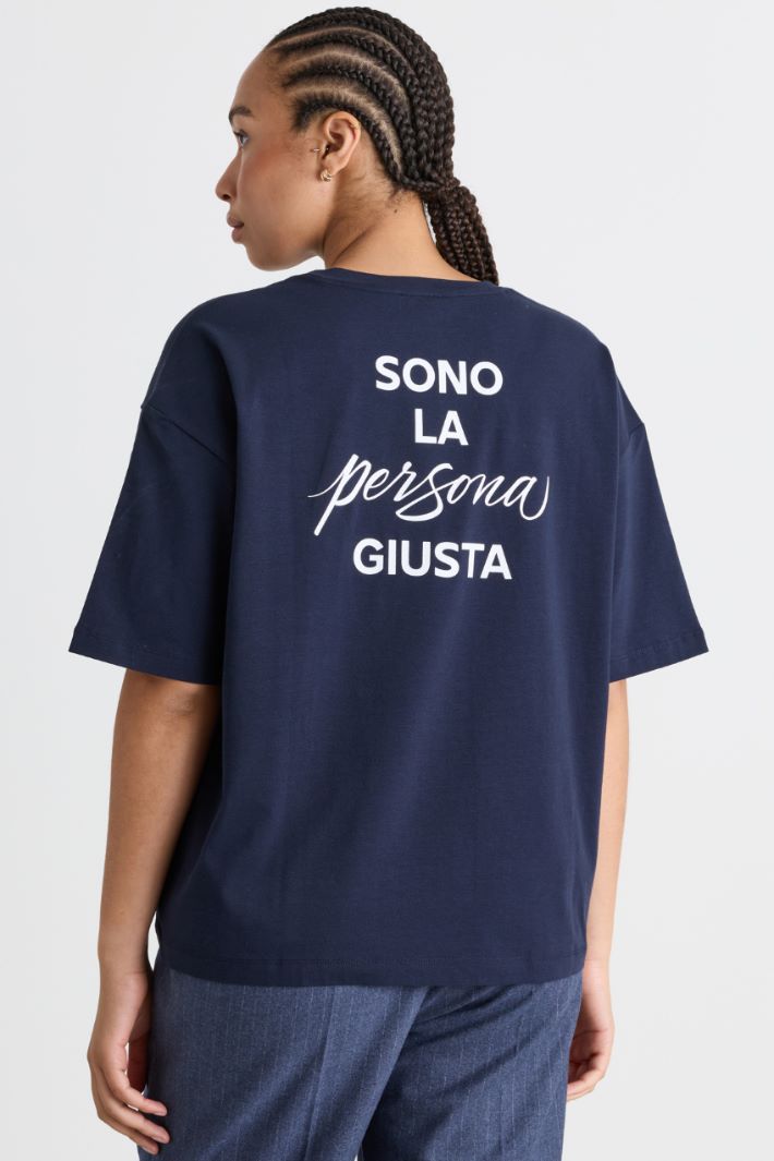 T-shirt in jersey stretch - BLU - Intrend - 4