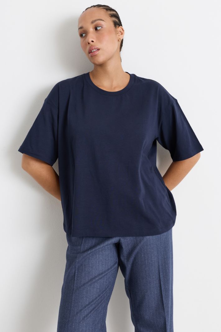 T-shirt in jersey stretch - BLU - Intrend - 2