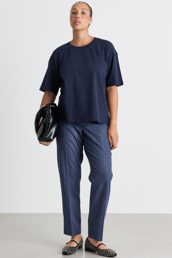 T-shirt in jersey stretch - BLU - Intrend