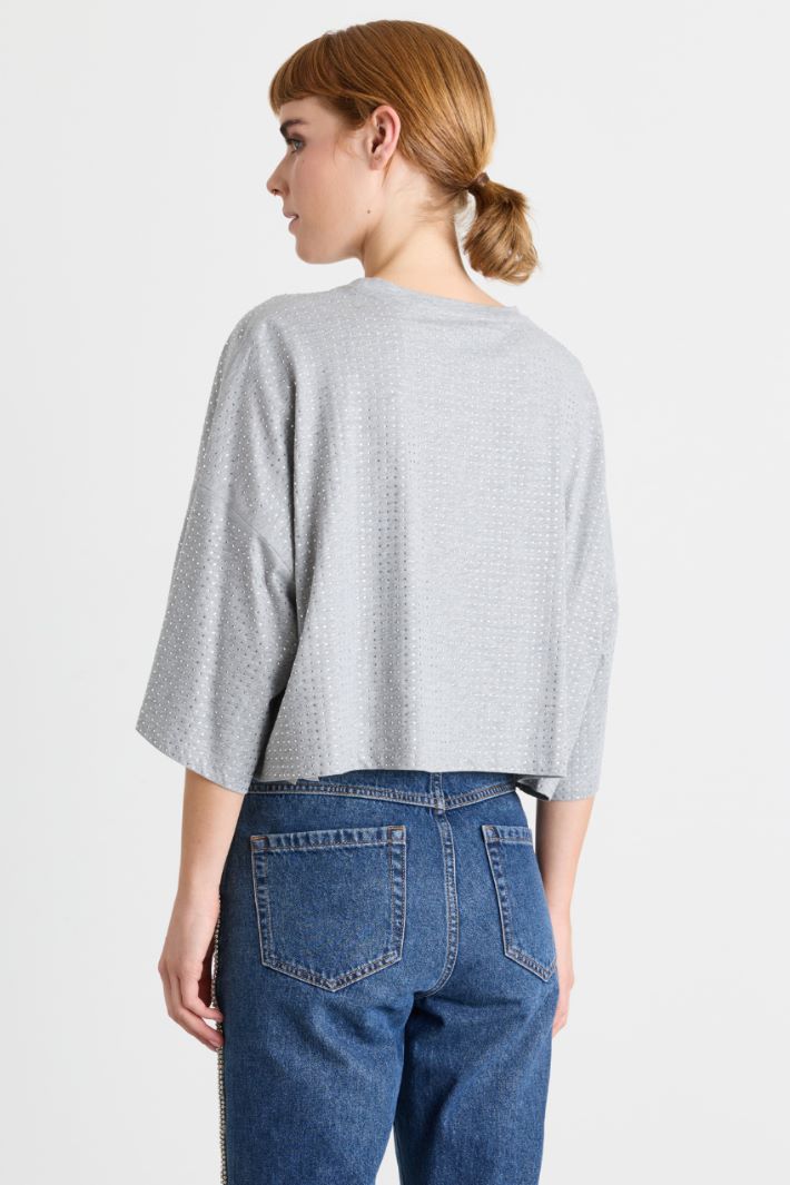T-shirt con strass - GRIGIO - Intrend - 4