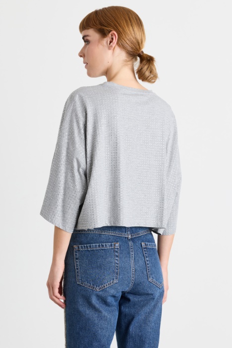 T-shirt boxy con strass