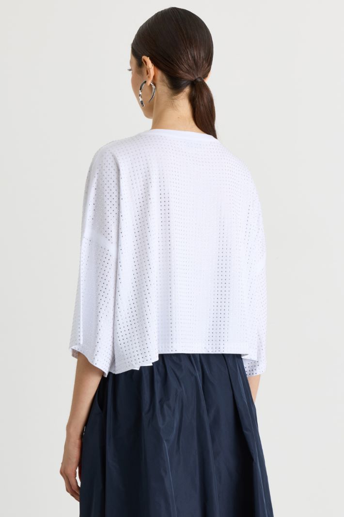 Rhinestone T-shirt - WHITE - Intrend - 4