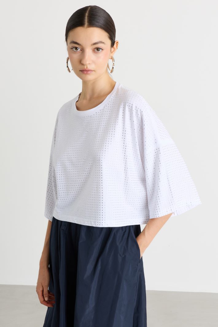 Rhinestone T-shirt - WHITE - Intrend - 2