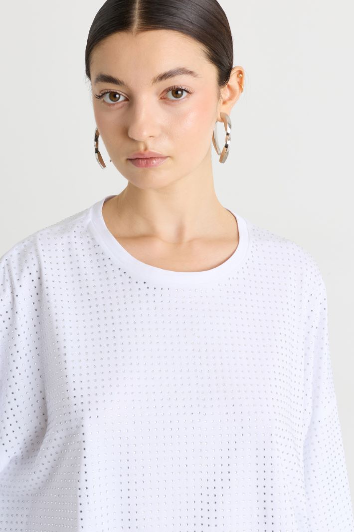 Rhinestone T-shirt - WHITE - Intrend - 3