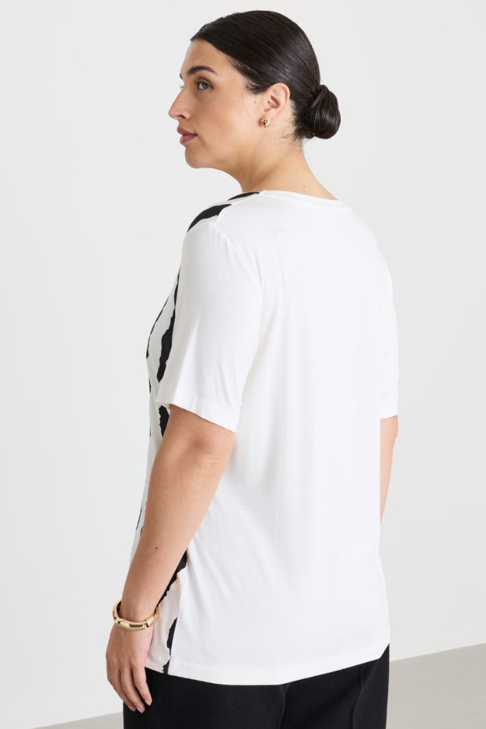 T-shirt in jersey con stampa - BIANCO NERO - Intrend - 4
