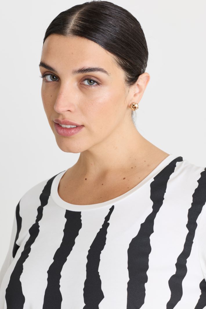 T-shirt in jersey con stampa - BIANCO NERO - Intrend - 3
