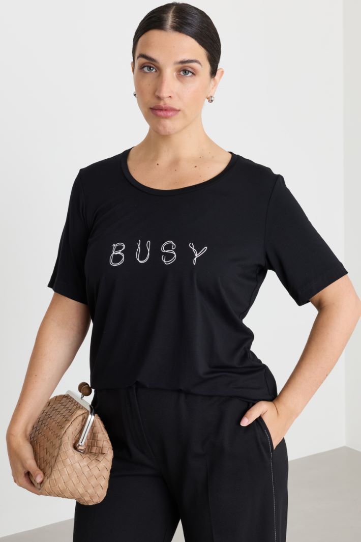 T-shirt in jersey con stampa - NERO - Intrend - 2