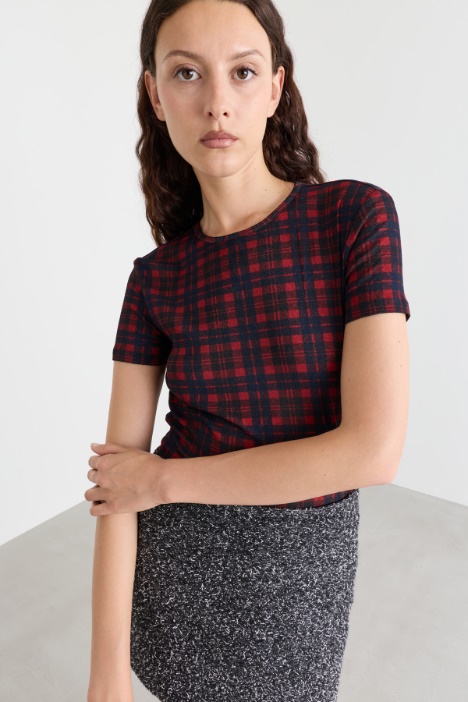 T-shirt aderente in jersey tulle