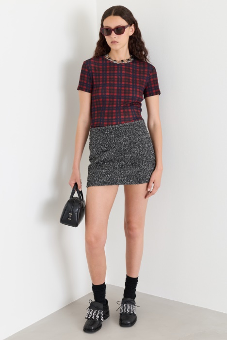 T-shirt aderente in jersey tulle - Intrend