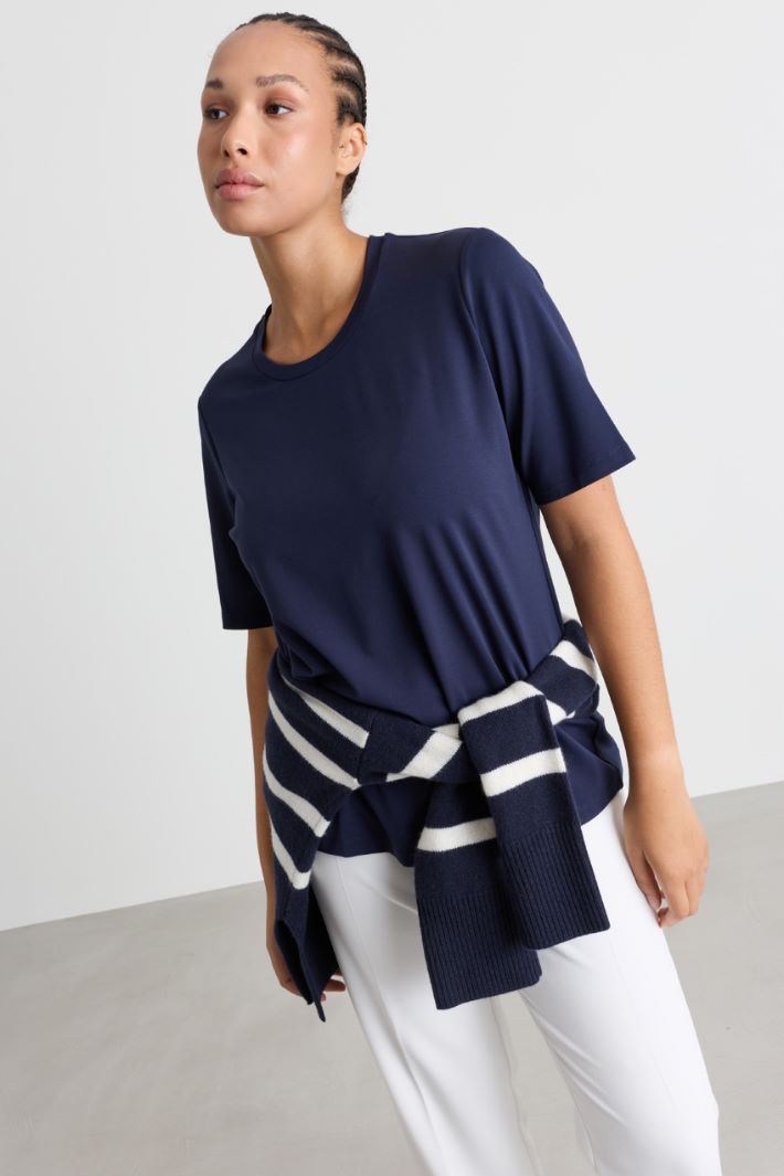 T-shirt in jersey - BLU - Intrend - 2