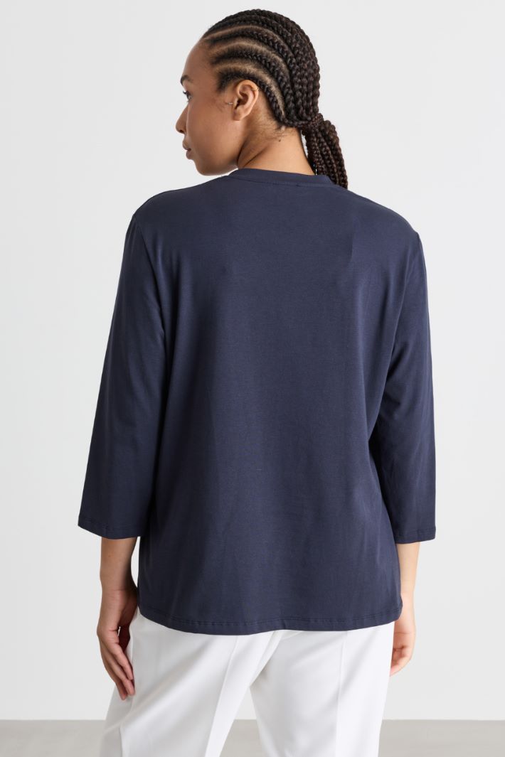 T-shirt con maniche a tre quarti - BLU BIANCO - Intrend - 4