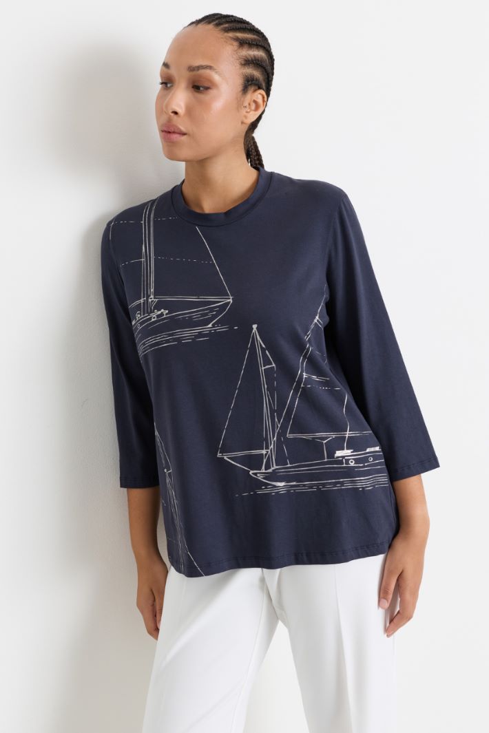 T-shirt con maniche a tre quarti - BLU BIANCO - Intrend - 2