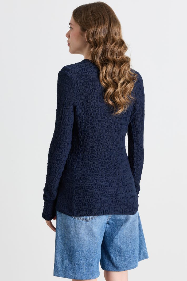 Maglia aderente in jersey - BLU - Intrend - 4