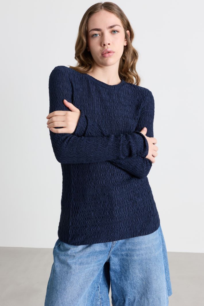 Maglia aderente in jersey - BLU - Intrend - 2