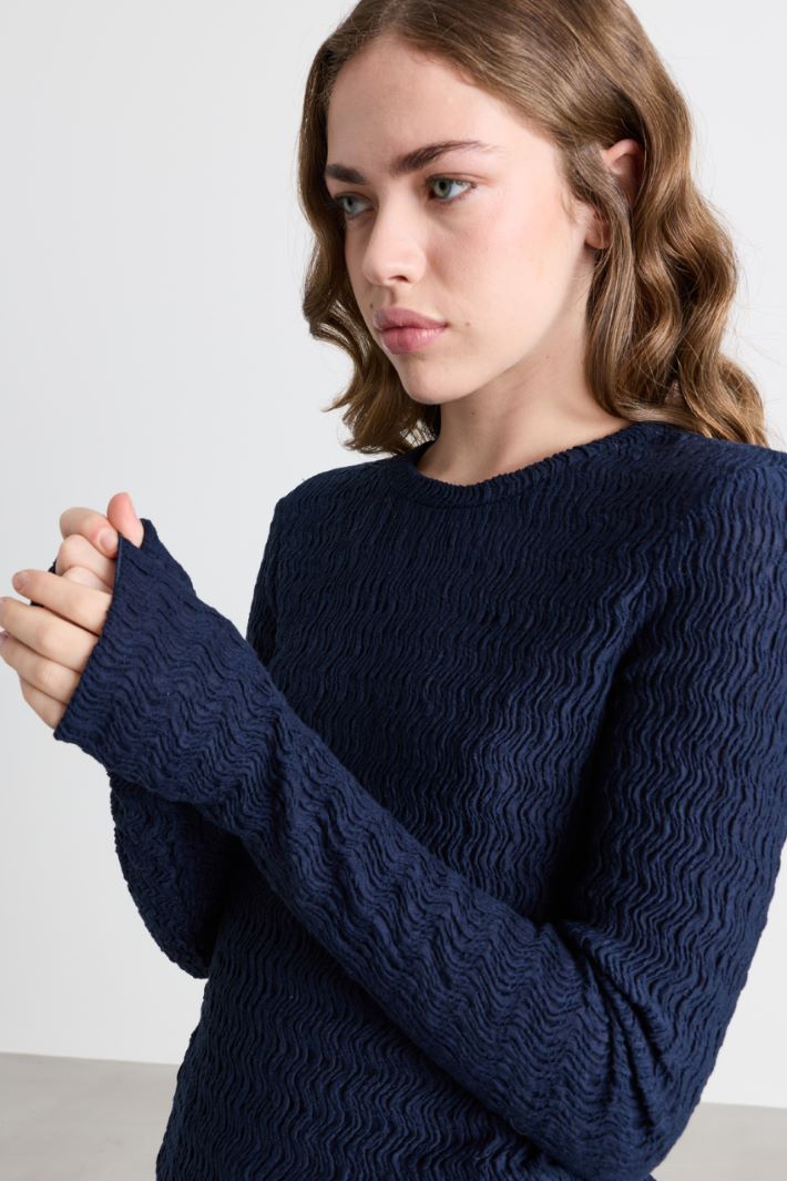 Maglia aderente in jersey - BLU - Intrend - 3