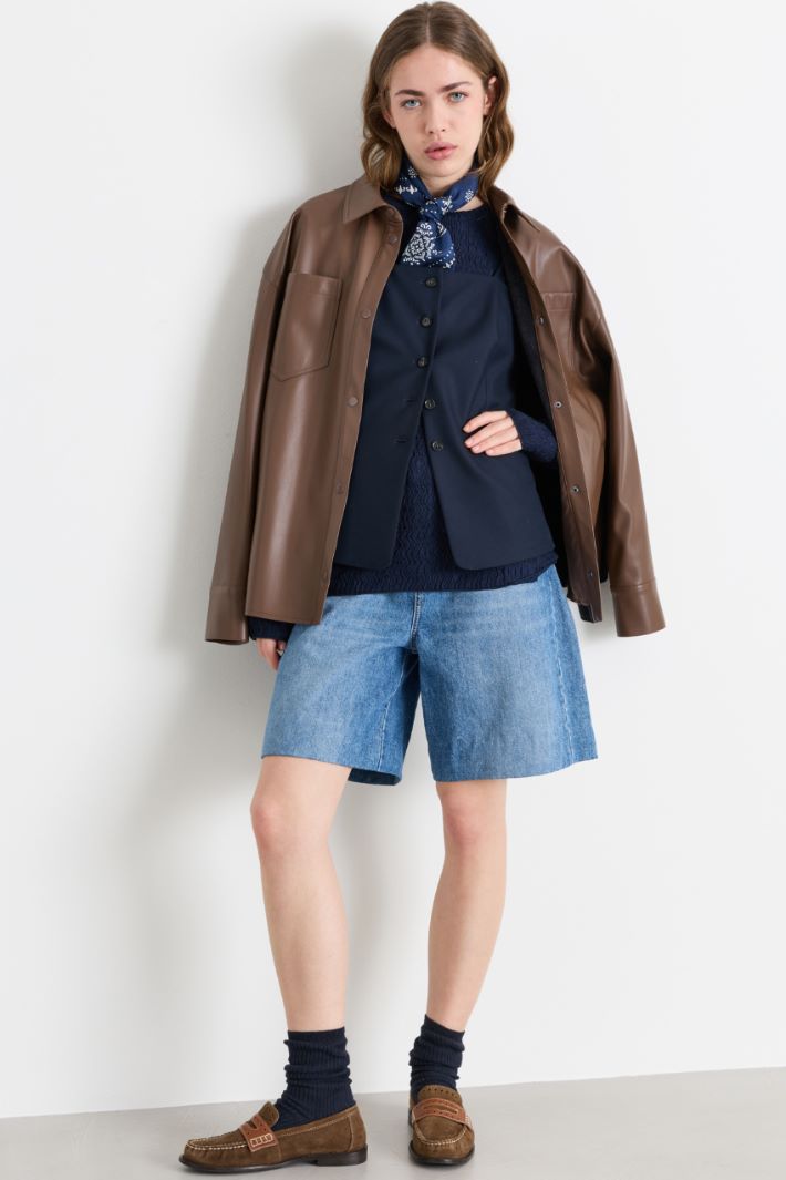 Maglia aderente in jersey - BLU - Intrend