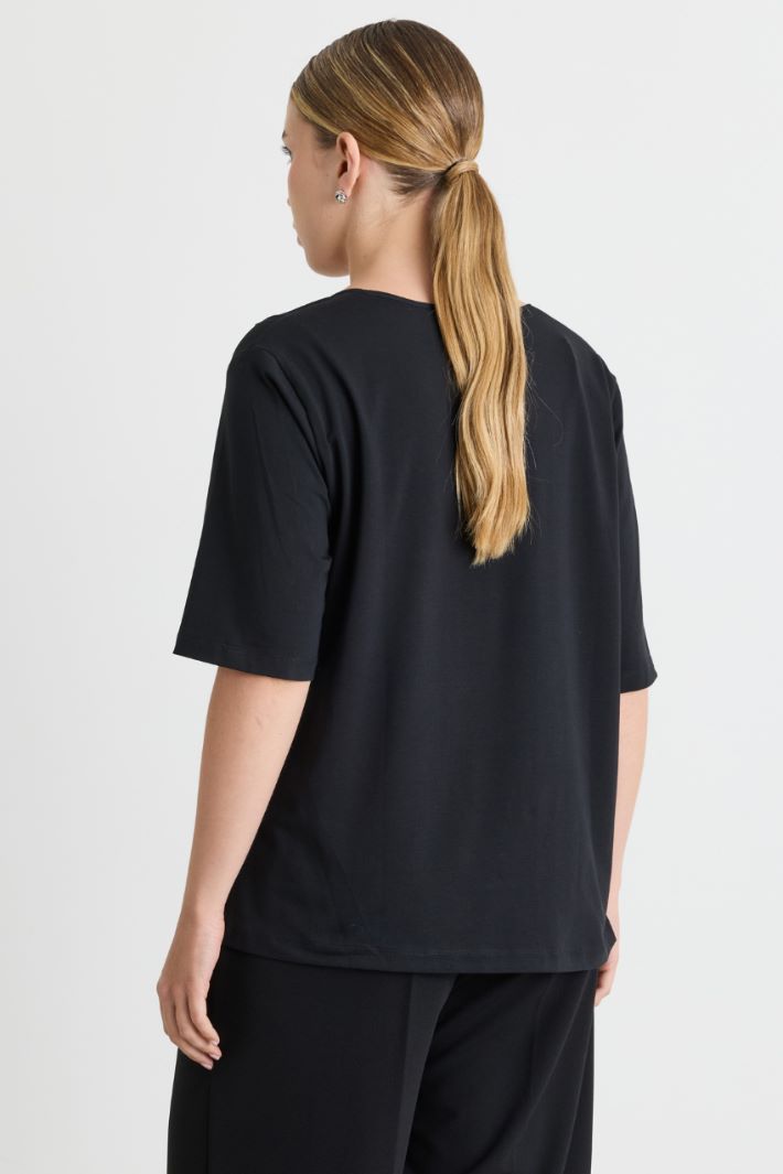 T-shirt con piccoli spacchi - NERO - Intrend - 4