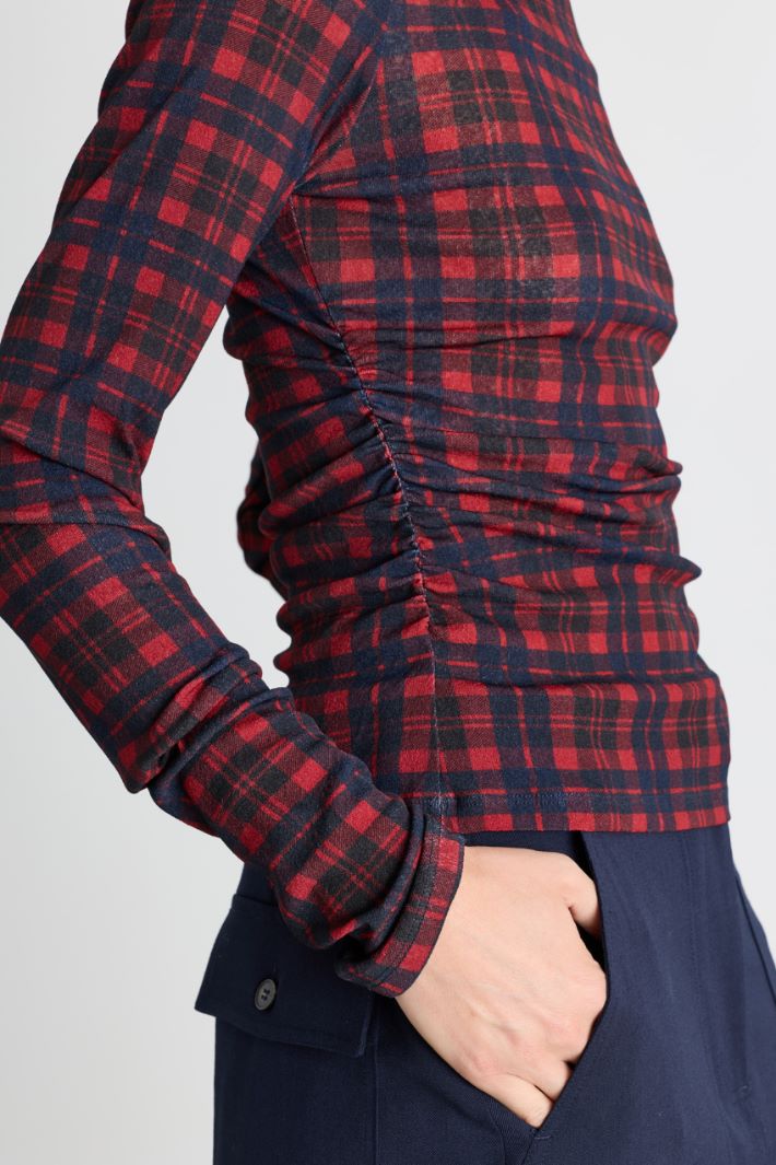 T-shirt in jersey tulle stampato - ROSSO BLU - Intrend - 3