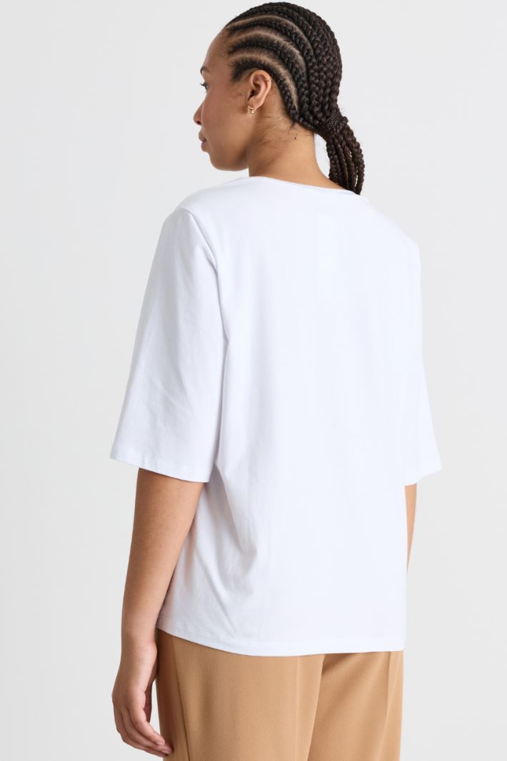 T-shirt con scollo a V - BIANCO - Intrend - 4