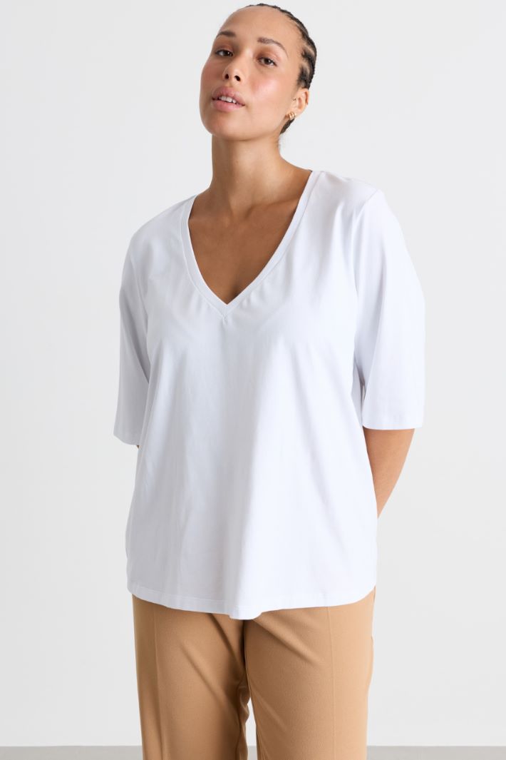 T-shirt con scollo a V - BIANCO - Intrend - 2