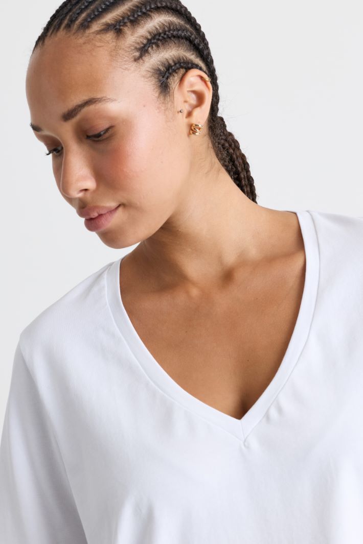 T-shirt con scollo a V - BIANCO - Intrend - 3