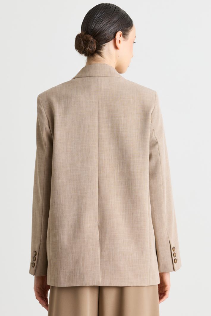 Double-breasted stretch blazer - CAMEL - Intrend - 4