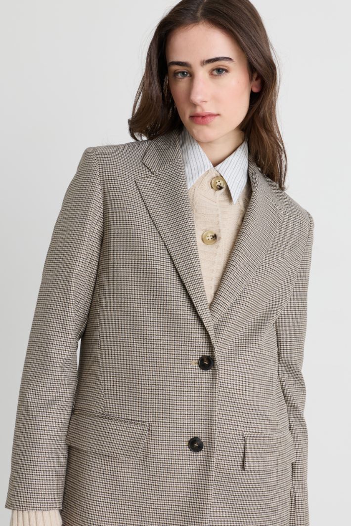 Single-breasted blazer with narrow lapels - BEIGE - Intrend - 3