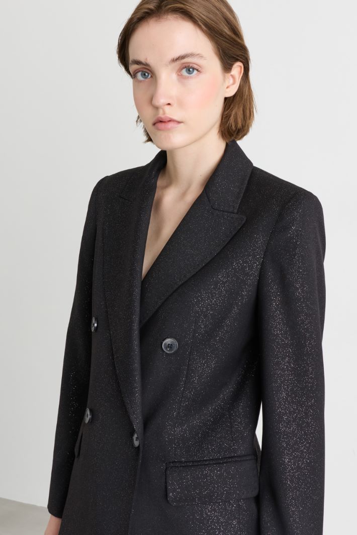 Stretch double-breasted blazer - BLACK - Intrend - 3