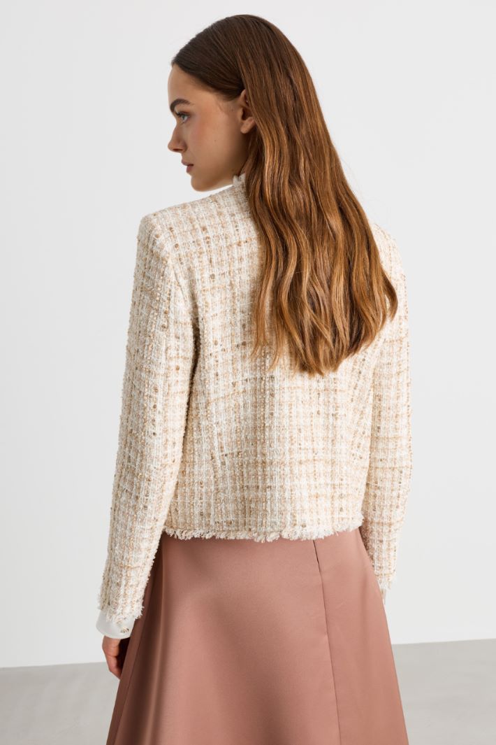 Sequinned tweed jacket - CAMEL WHITE - Intrend - 4