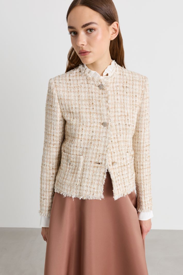 Sequinned tweed jacket - CAMEL WHITE - Intrend - 2