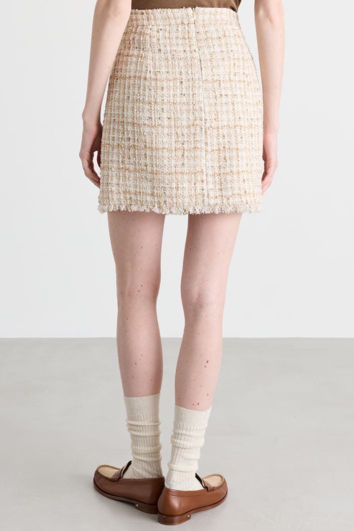 Sequinned basketweave miniskirt - CAMEL WHITE - Intrend - 4