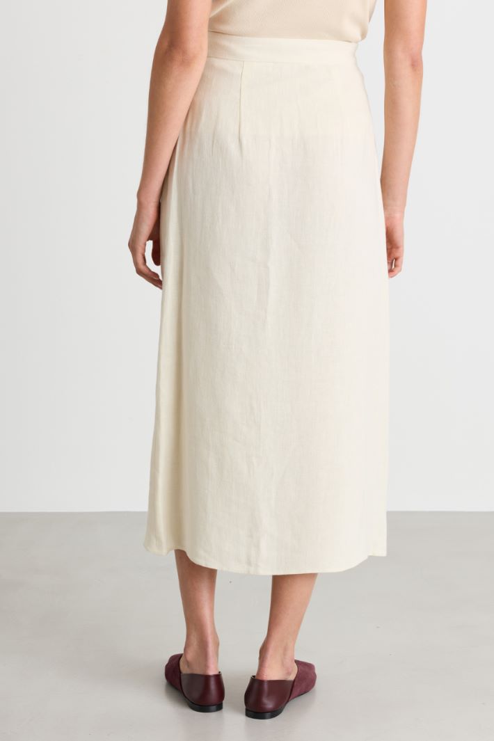 Linen-blend canvas wrap skirt - WHITE - Intrend - 4
