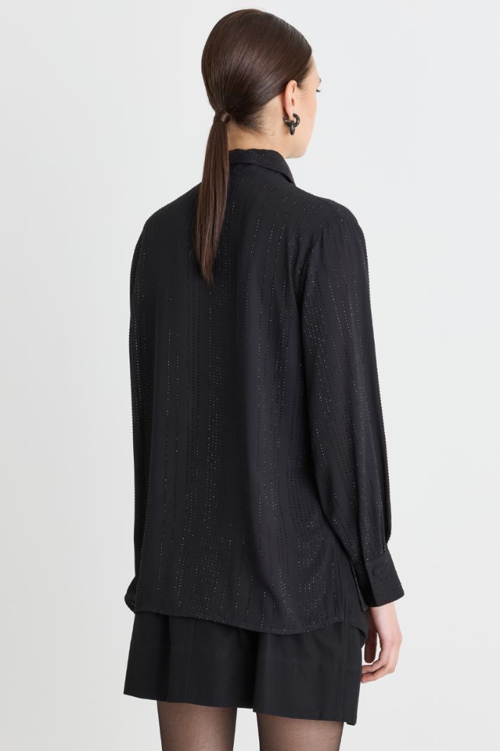 Camicia in georgette con strass - NERO - Intrend - 4