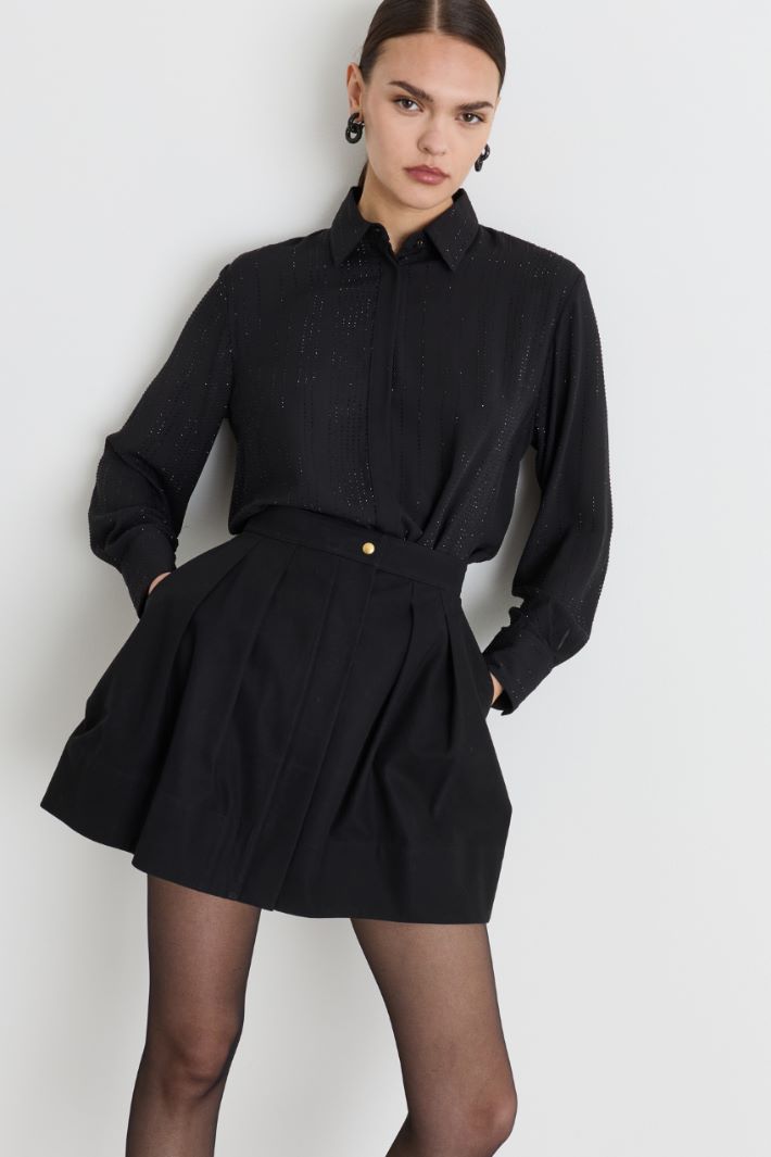 Camicia in georgette con strass - NERO - Intrend - 2