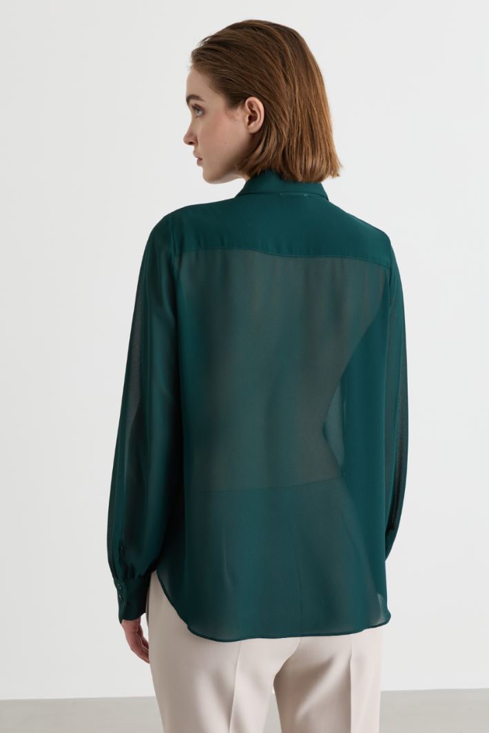 Camicia in georgette con volant - VERDE - Intrend - 4