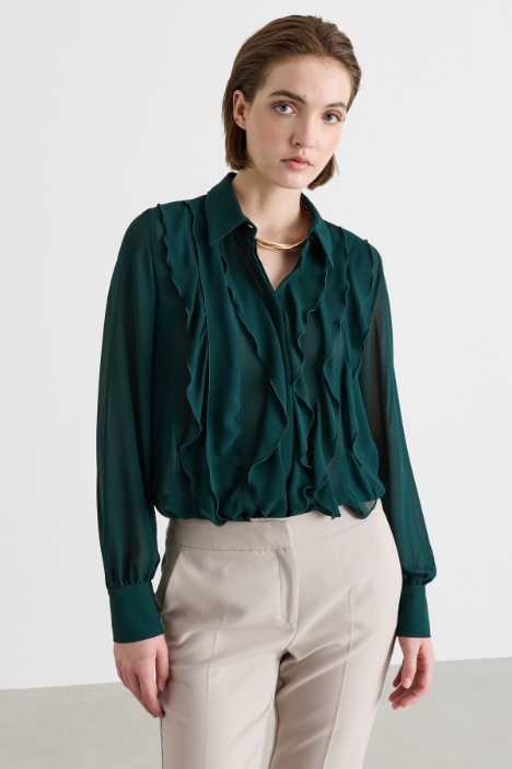 Camicia in georgette con volant - Intrend