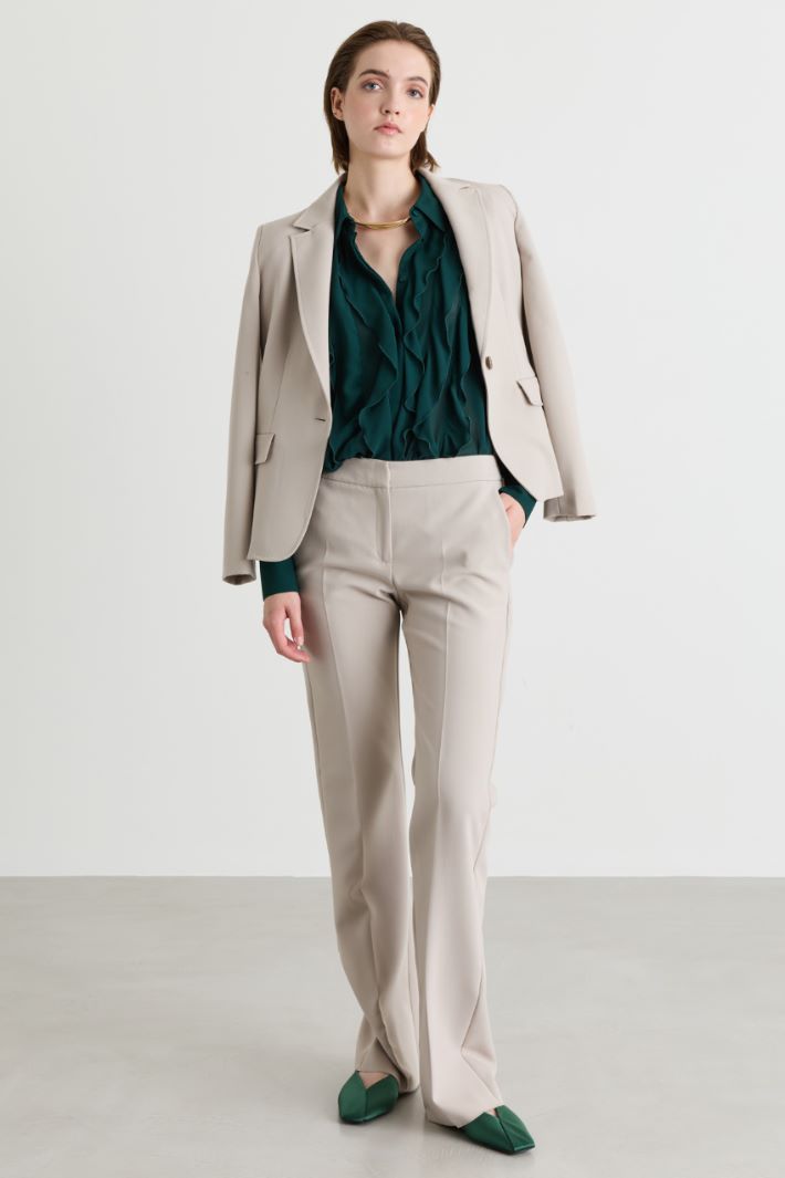 Camicia in georgette con volant - VERDE - Intrend