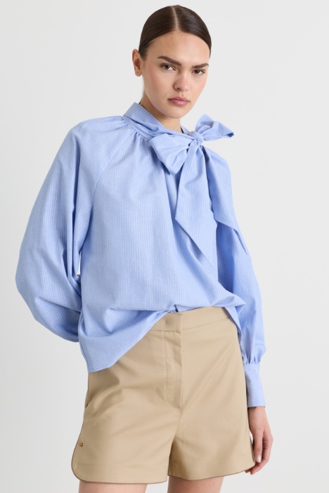 Blusa in popeline con fiocco - Intrend