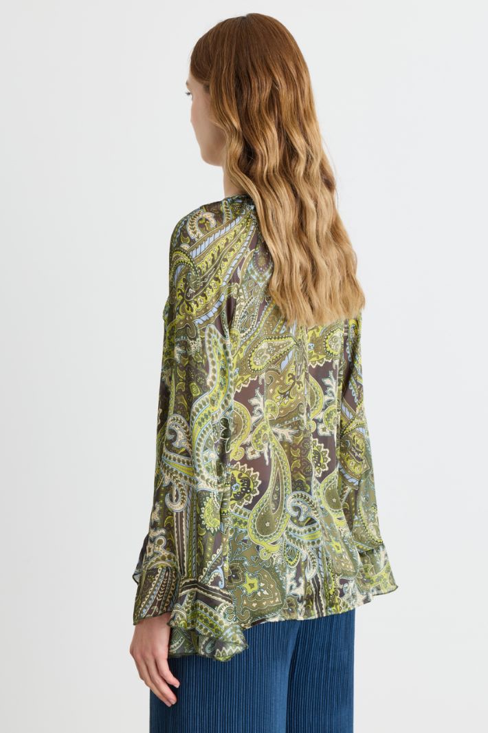 Blusa svasata in chiffon - VERDE - Intrend - 4