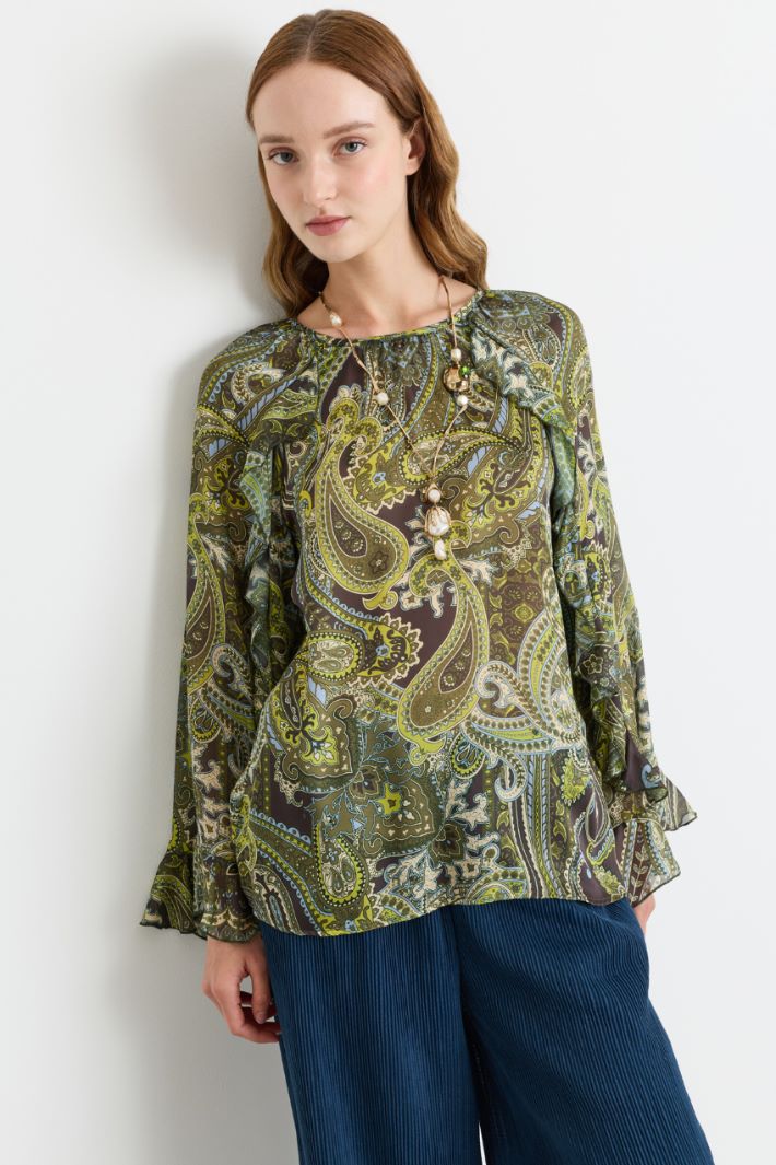 Blusa svasata in chiffon - VERDE - Intrend - 2