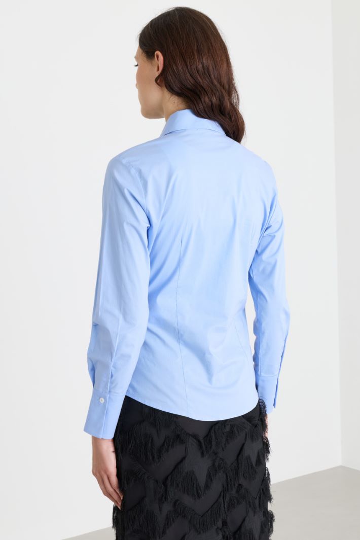 Camicia in popeline con ricamo - AZZURRO - Intrend - 4