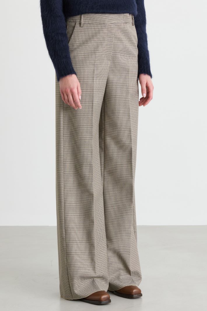 Wide leg stretch trousers - BEIGE - Intrend - 2