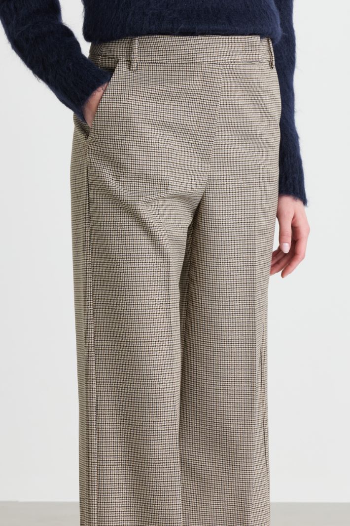 Wide leg stretch trousers - BEIGE - Intrend - 3